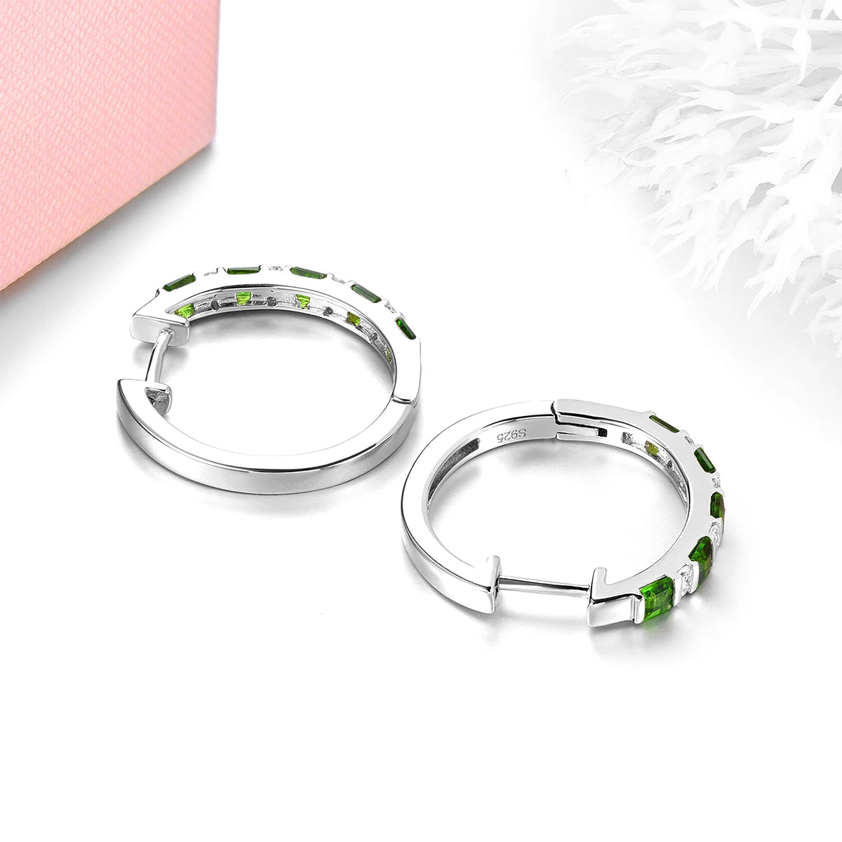 Natural Chrome Diopside Solid Sterling Silver Clip Earring 1.5 Carats Classic Romantic Women Style Fine Jewelrys Anniversary