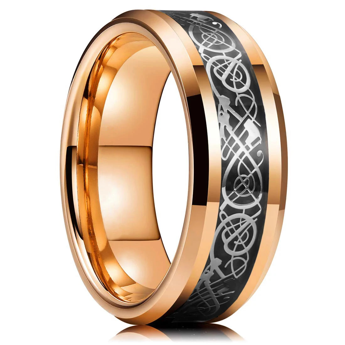 Fashion 8mm Men Stainless Steel Rings Inlay Blue Opal Never Faded Engagement Promise Rings For Men Women Wedding Band Jewelry