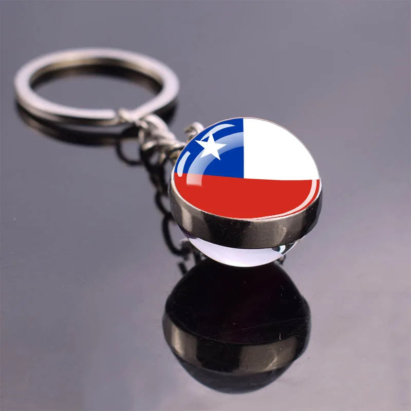 National Flag Keychains South America Countries Flag Glass Ball Key Chains Argentina Brazil Colombia Chile Keyring Jewelry Gift Chile