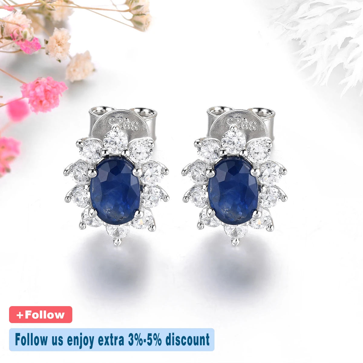 Natural Precious Blue Sapphire Sterling Silver Stud Earring 1.2 Carats Genuine Gemstone Women Birthday Anniversary Fine Jewelry