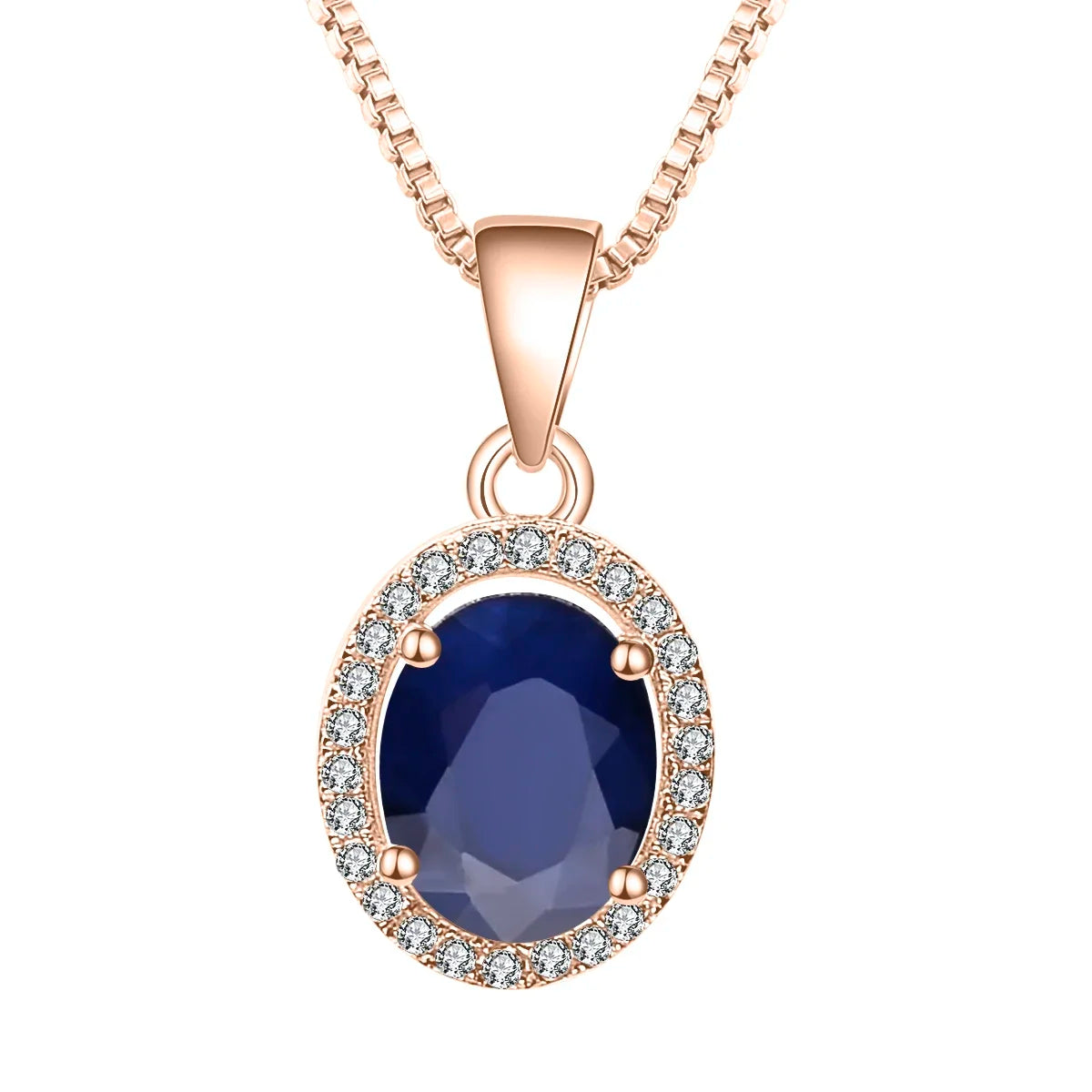 Gem's Ballet Natural Natural Blue Sapphire Real 585 14K 10K 18K Gold 925 Silver Pendant Necklace For Women Necklace Jewelry Rose Gold United States