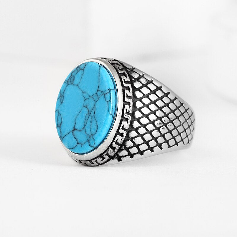 Stainless Steel Jewelry Ring Men Black Stone Rings 2021 Trend Charm Fashion Male Women Finger Band Engagement Wedding Gift V023 V239Blue Us Size