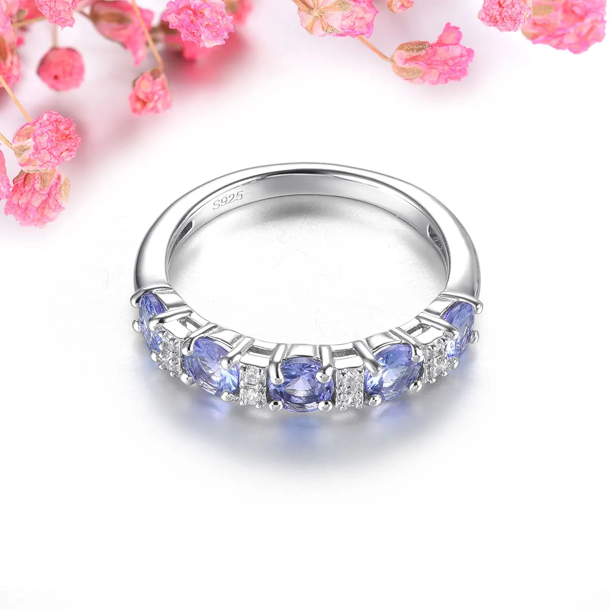 Natural Tanzanite Sterling Silver Rings 1.3 Carats Genuine Gemstone Women Classic Elegant Fine Jewelry S925 New Year Gifts