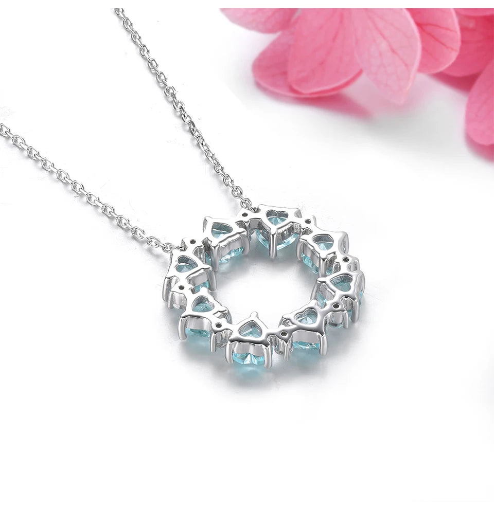 Colgantes de plata de ley con topacio azul cielo natural de 4,5 quilates, piedras preciosas auténticas para mujer, estilo romántico clásico, joyería fina, regalos.