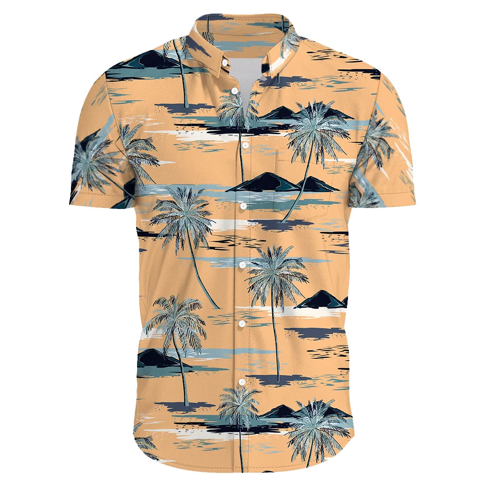 2024 Summer Men's Casual Floral Print Short Sleeve Top Hawaiian Shirt For Mens Clothes Daily New High Quality Lapel Oversized CS2024XQ1244