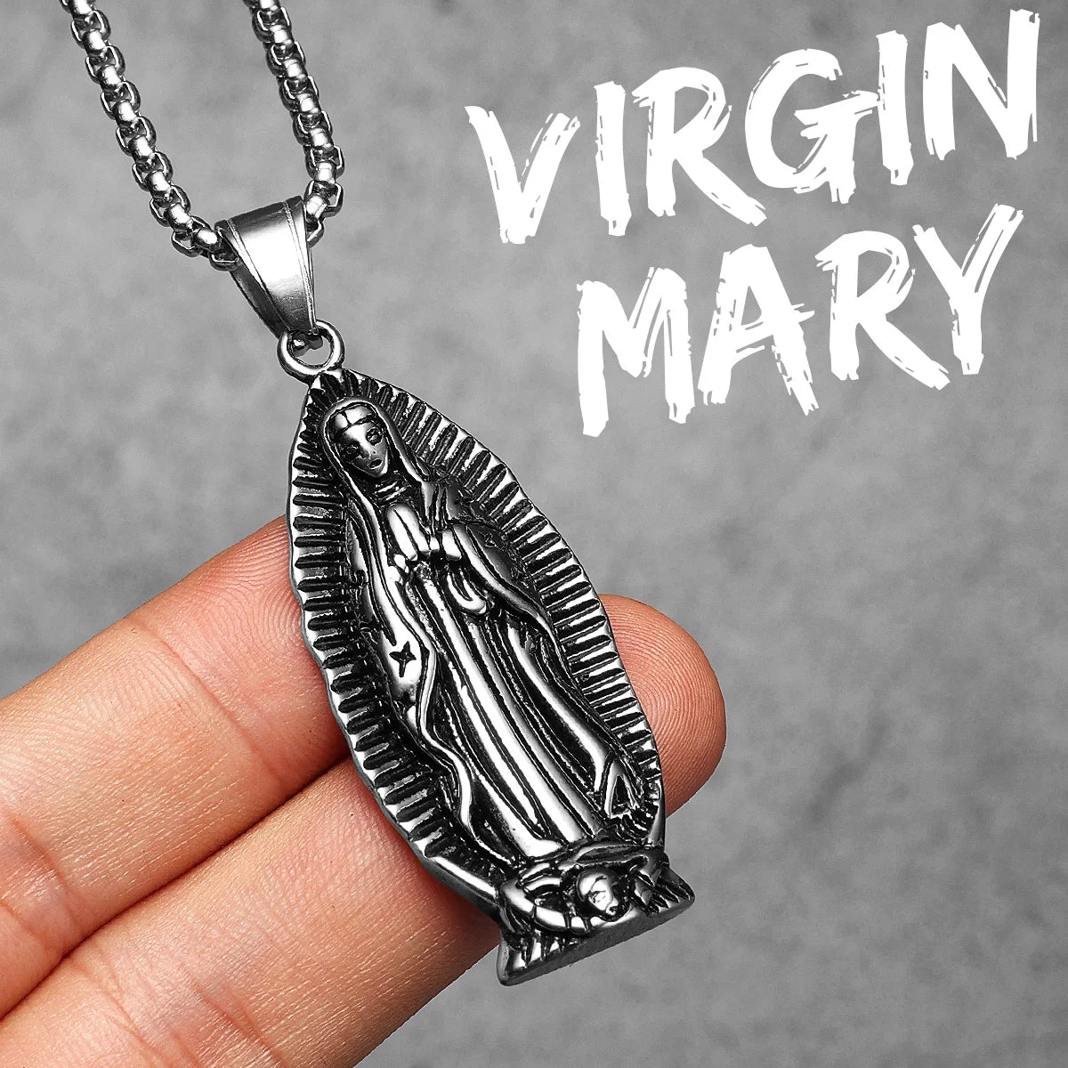 Catholic Guadalupe Powerful Amulet Rose Stainless Steel Men Necklaces Pendant Chain Vintage For Women Jewelry Gifts Wholesale