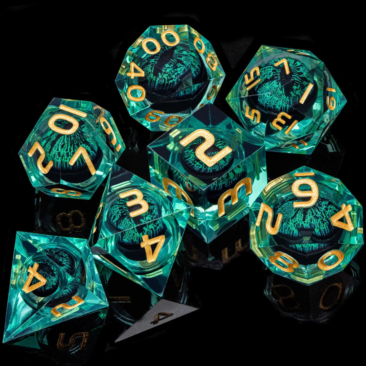 Flower Ring Dice Set & Dnd Liquid Flow Eye D and D Sharp Edge Dice For RPG D20 Dungeon and Dragon Pathfinder Role Playing Games LS-18