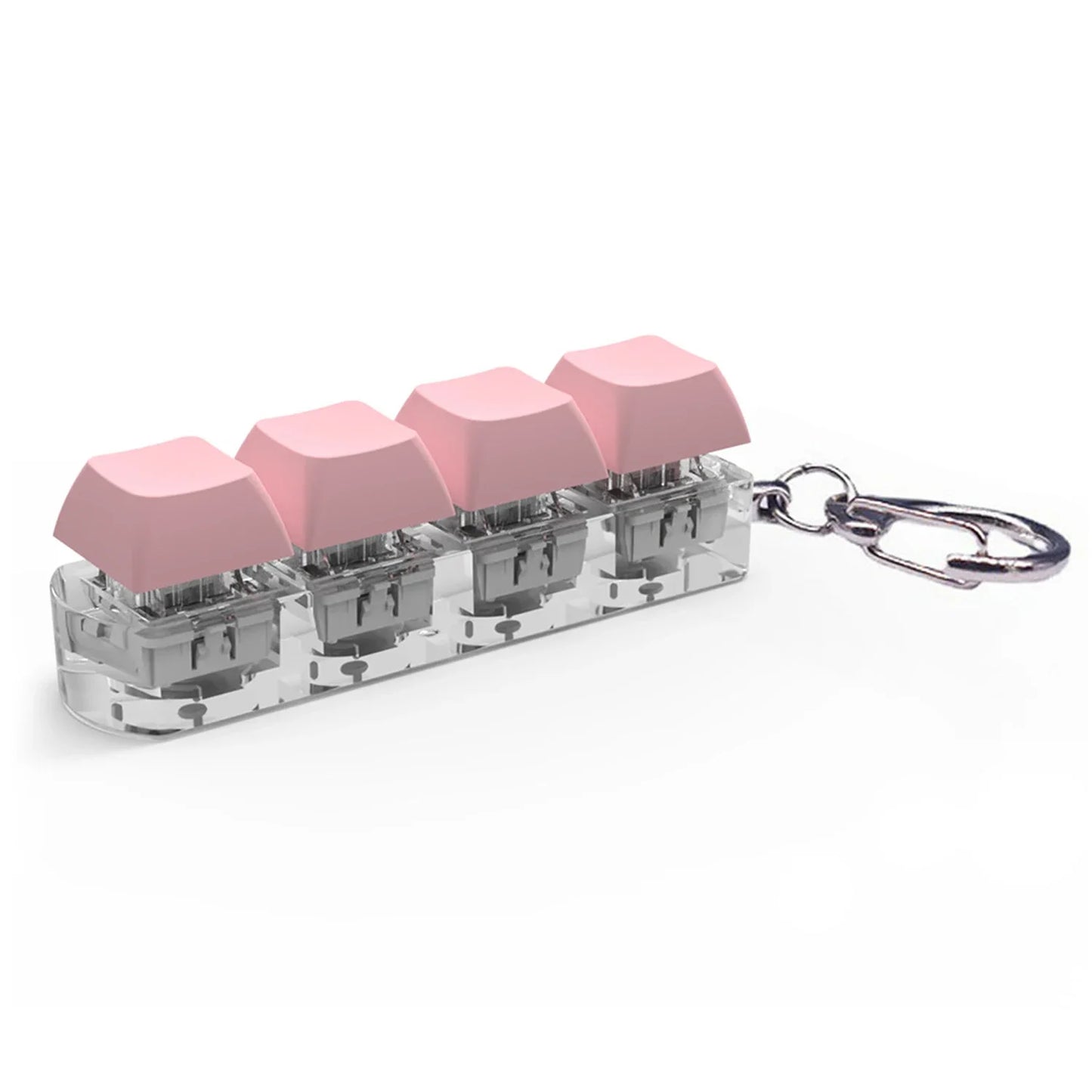 Keycap Toy Fidget with Sound Effects 4-Buttons Light Portable Stress Relief Mechanical Keyboard Clicking Sensory Keychain Pink
