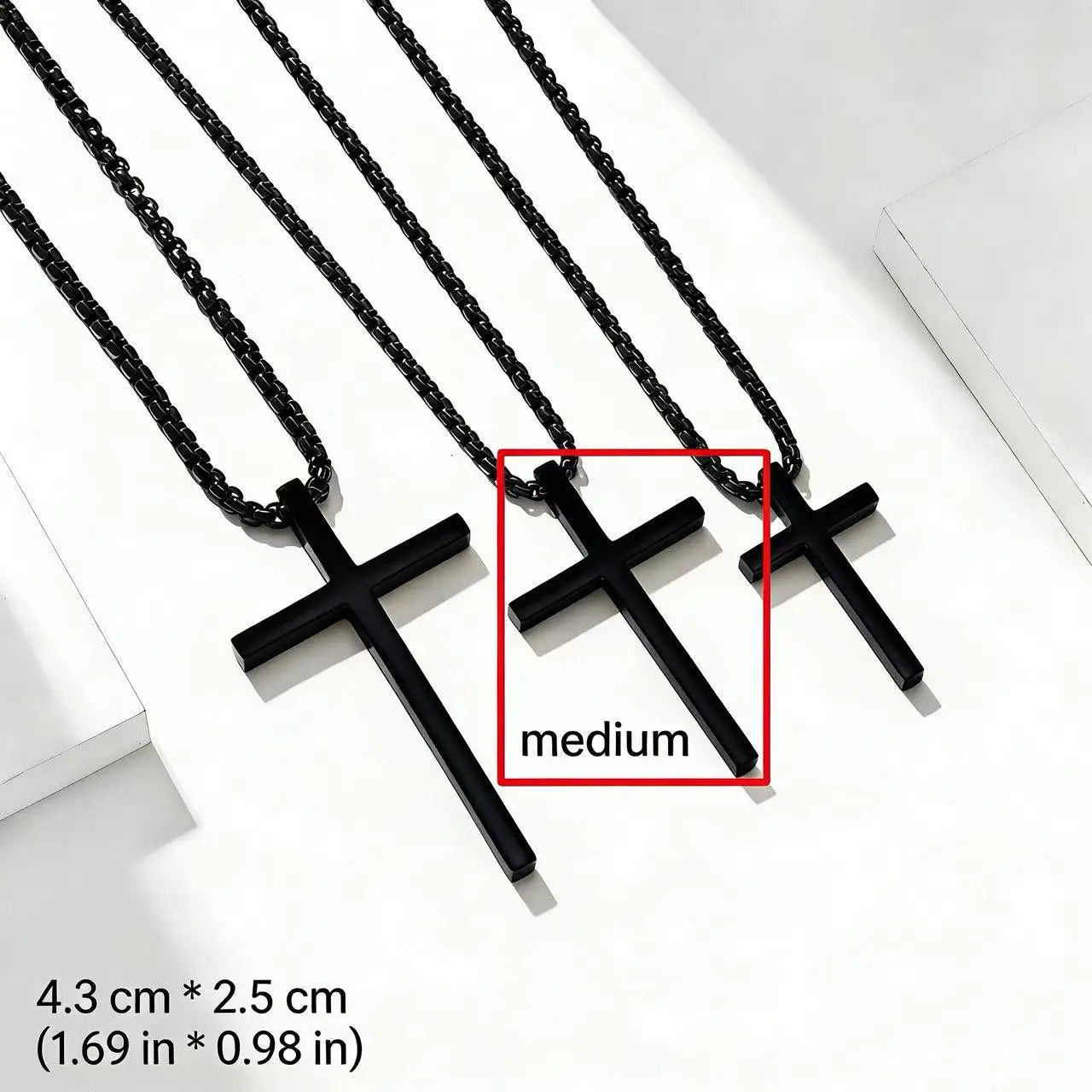 HNSP 316L Stainless Steel Cross Pendant Chain Necklace For Men Unisex Simple Style Large Medium Small Size Waterproof Jewelry
