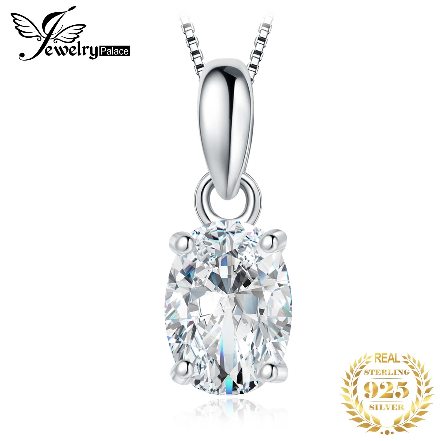 JewelryPalace Classic 1ct Oval CZ 925 Sterling Silver Pendant Necklace for Woman Lady Girl No Chain Fashion Trendy Fine Jewelry Default Title