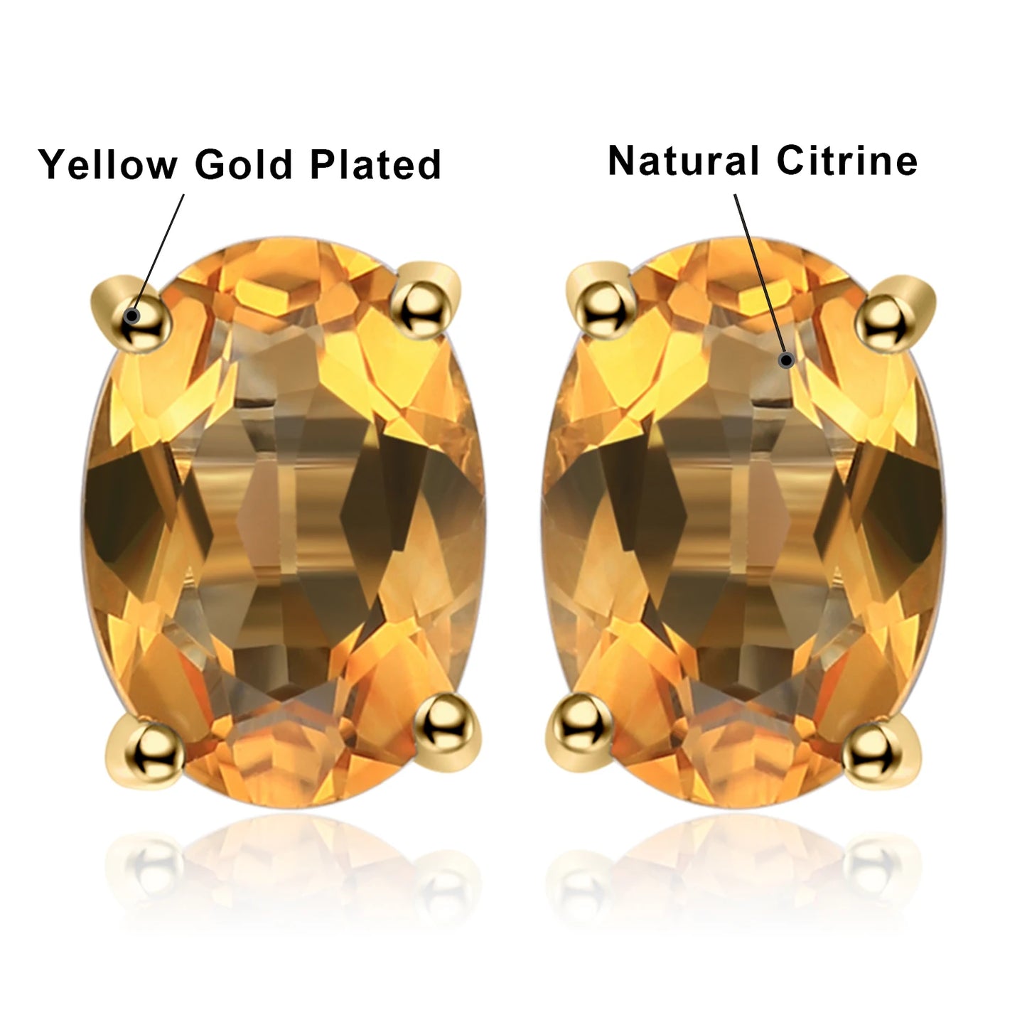 JewelryPalace Rose Gold Yellow Gold Plated Oval Natural Amethyst Citrine Garnet Topaz Peridot 925 Sterling Silver Earrings Woman
