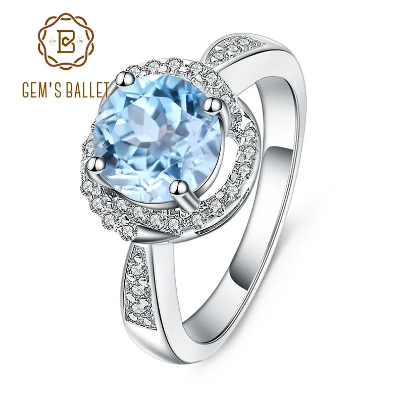 GEM'S BALLET Natural Sky Blue Topaz Rings Genuine 925-sterling-silver Ring For Women Wedding Engagement Fine Jewelry Elegance CHINA