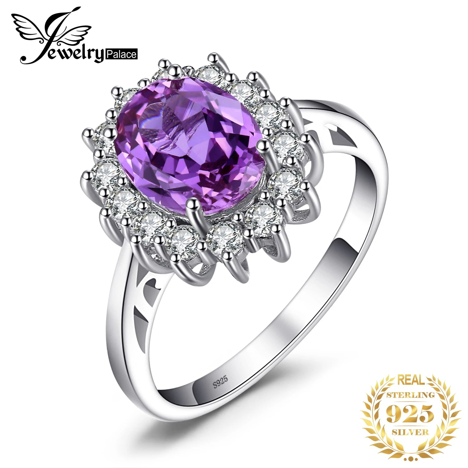 Jewelrypalace Princess Diana 2.6ct Created Alexandrite Sapphire 925 Sterling Silver Engagement Ring for Women Gemstone Jewelry CHINA