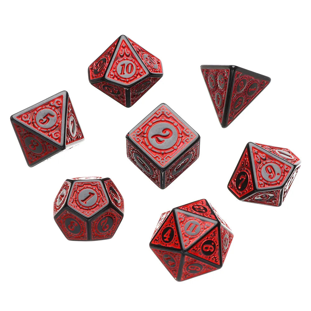 7Pcs Metal Polyhedral Dice Set Cool Metal Dices Table Games Accessory For D&d DND D6 D8 D10 D12 D20 E3 - Plastic