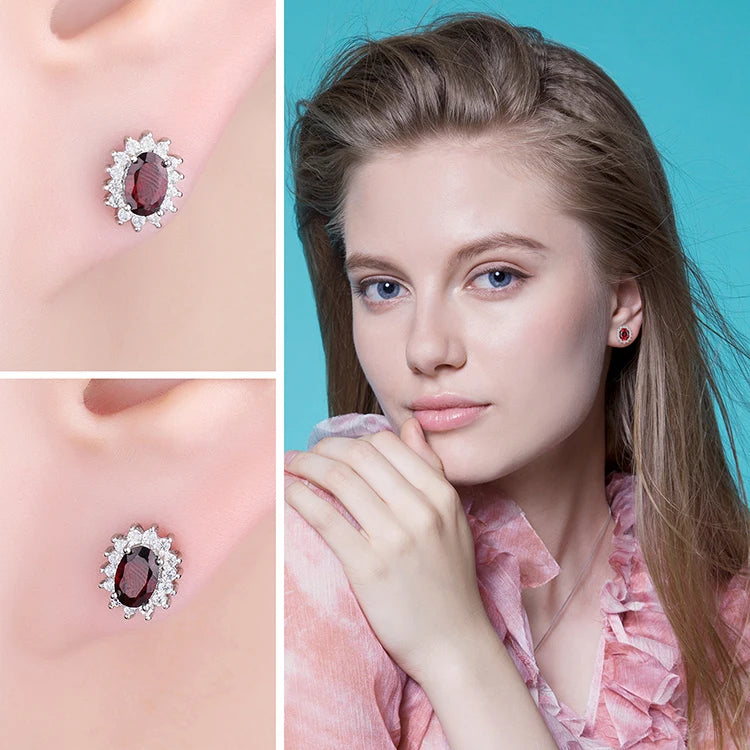 JewelryPalace Created Blue Sapphire Ruby 925 Sterling Silver Stud Earrings Natural Amethyst Garnet Peridot Topaz Princess Diana