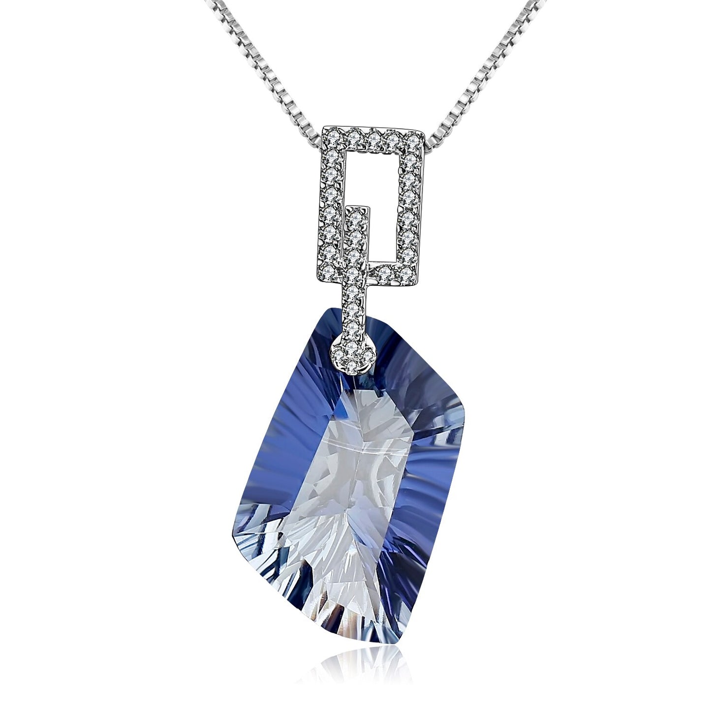 GEM&#39;S BALLET 21.20Ct Natural Iolite Blue Mystic Quartz Gemstone Pendant Necklace 925 Sterling Silver Fine Jewelry for Women Mystic Quartz