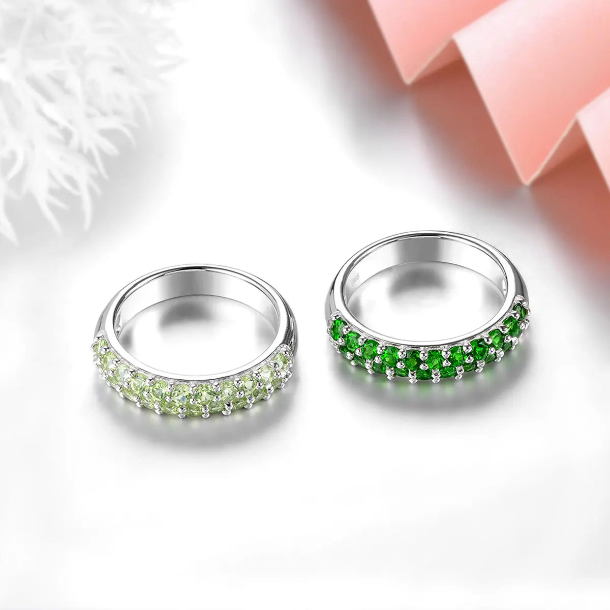 Natural Chrome Diopside Sterling Silver Rings 1 Carats Genuine Gemstone Women Classic Jewelry Style Top Quality Birthday Gifts