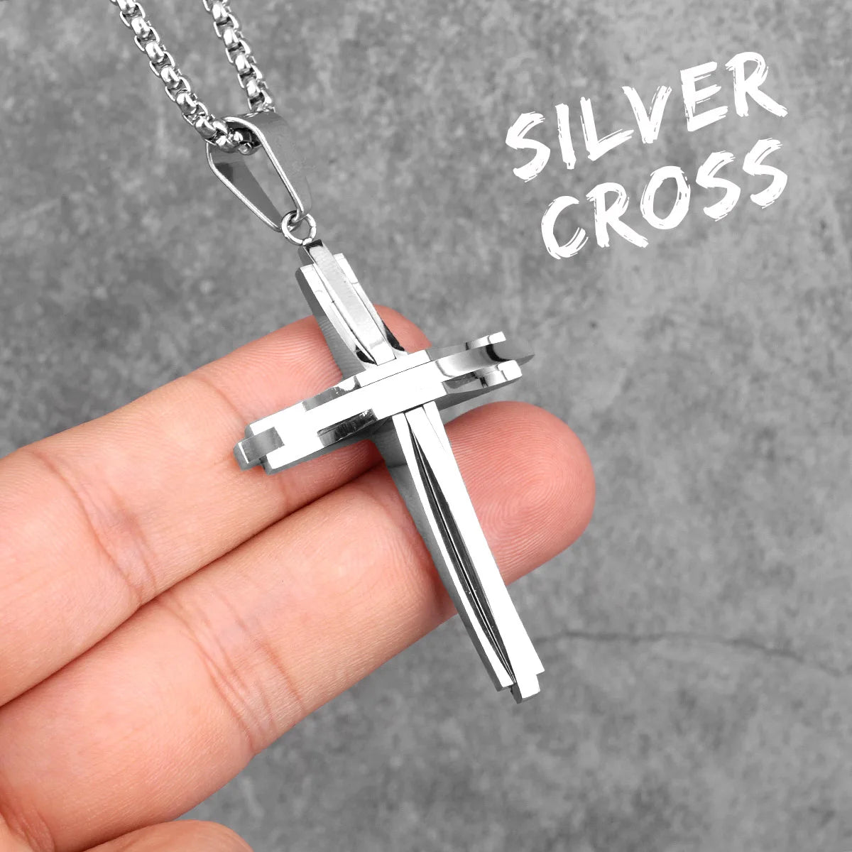 Stainless Steel Black Double Layers Cross Men Necklaces Pendants Chain Punk for Boyfriend Male Jewelry Creativity Gift Wholesale
