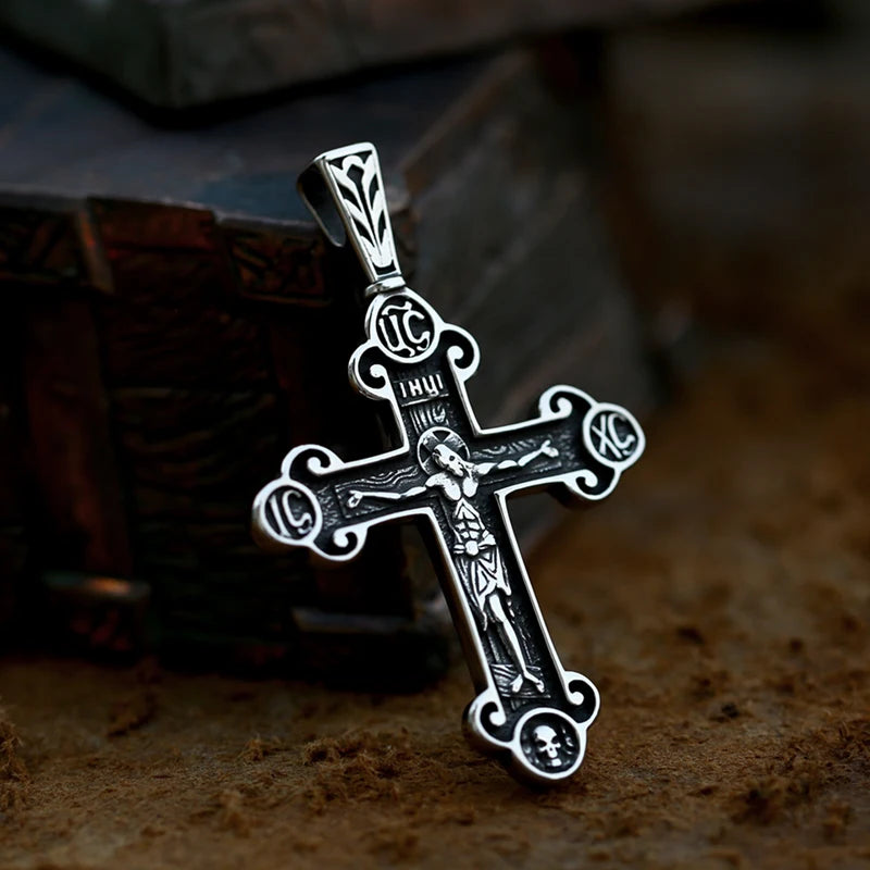 2022 NEW Men's 316L stainless-steel n Jesus Cross Amulet Pendant Necklace for teens punk biker Jewelry Gift free shipping