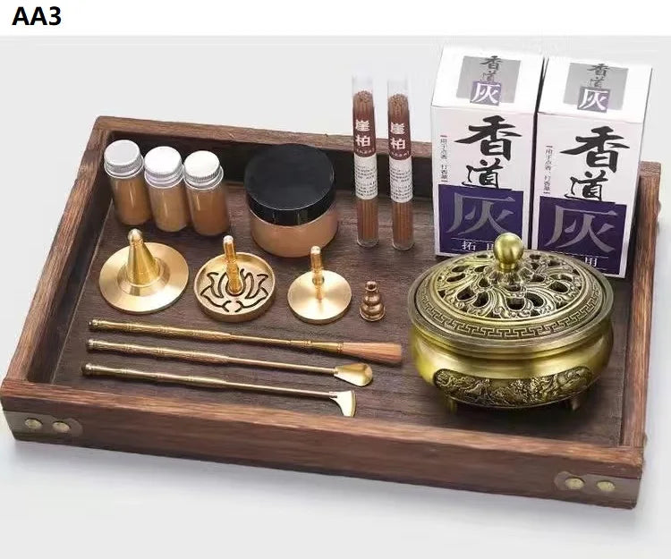 Incense Burner Set Brass Incense Fragrance Making Kit Incense Sealing Mold Incense Holder for Yoga Meditation Home Fragrance AA3