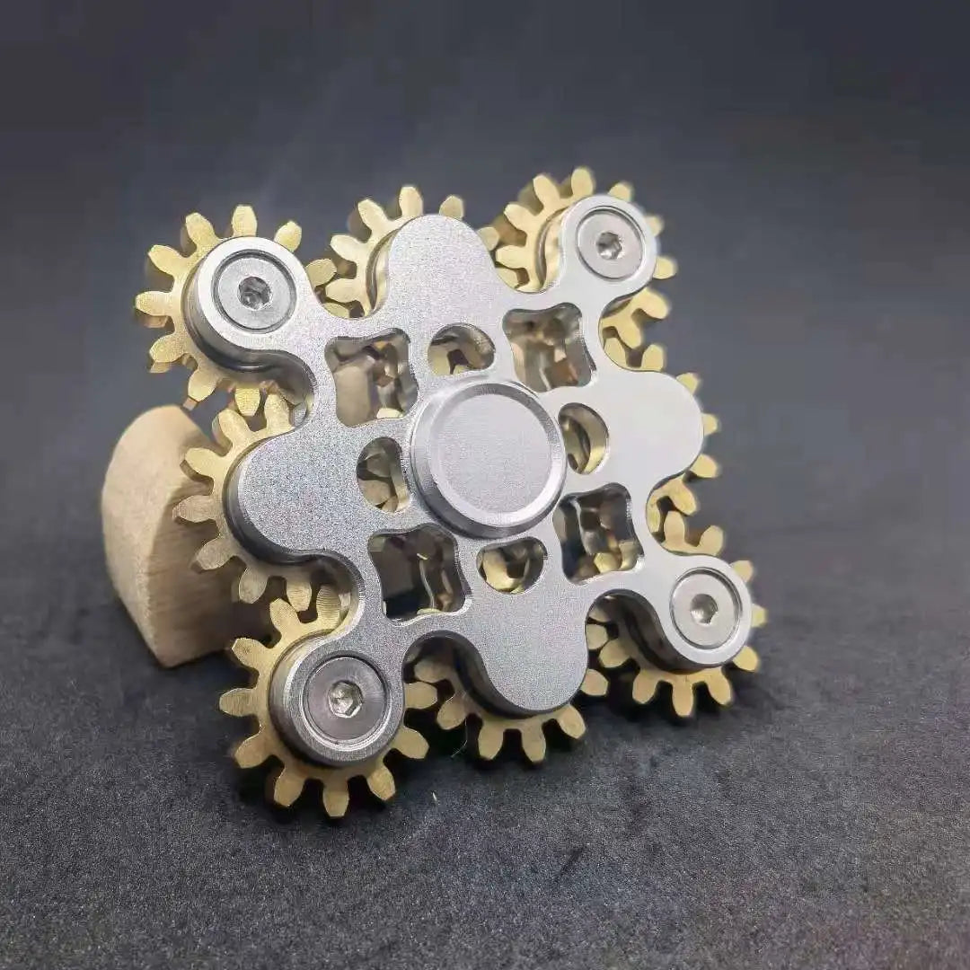 New design gear fingertip gyroscope rotor all copper Fidget nine tooth linkage EDC metal alloy rotor focusing decompression toy