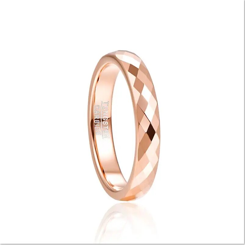 4mm Tungsten Carbide Ring Hammered Finish Rose Gold Blue Wedding Rings for Women Men Comfort Fit Rings Engagement Jewelry Rosegold T211R