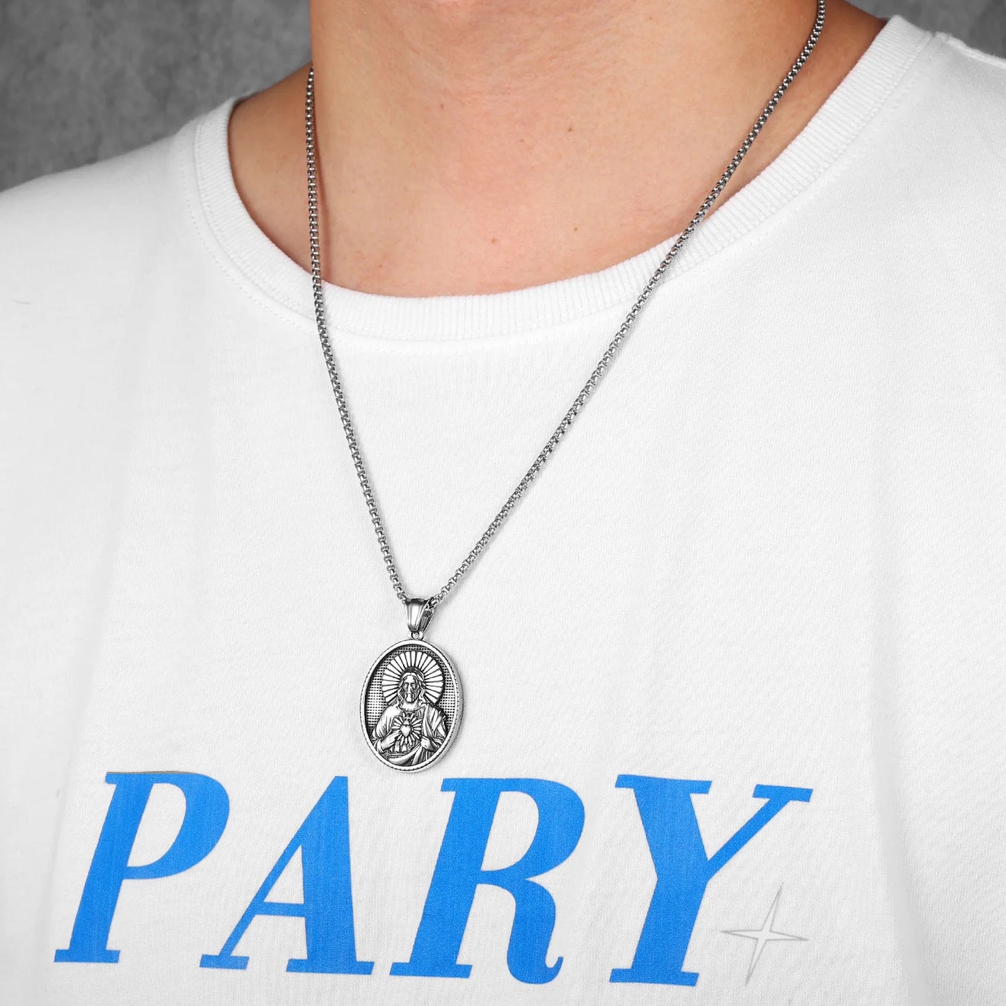 Christian Jesus Heart Cross Powerful Amulet Stainless steel Men Necklaces Pendant Chain New In For Women Jewelry Gifts Wholesale