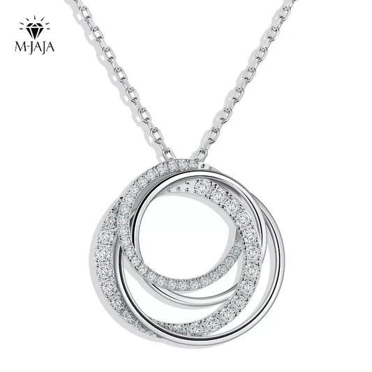 M-JAJA Moissanite Pendant Necklace for Women D VVS1 18K White Gold Plated 925 Sterling Silver Lab Diamond Chain Luxury Jewelry