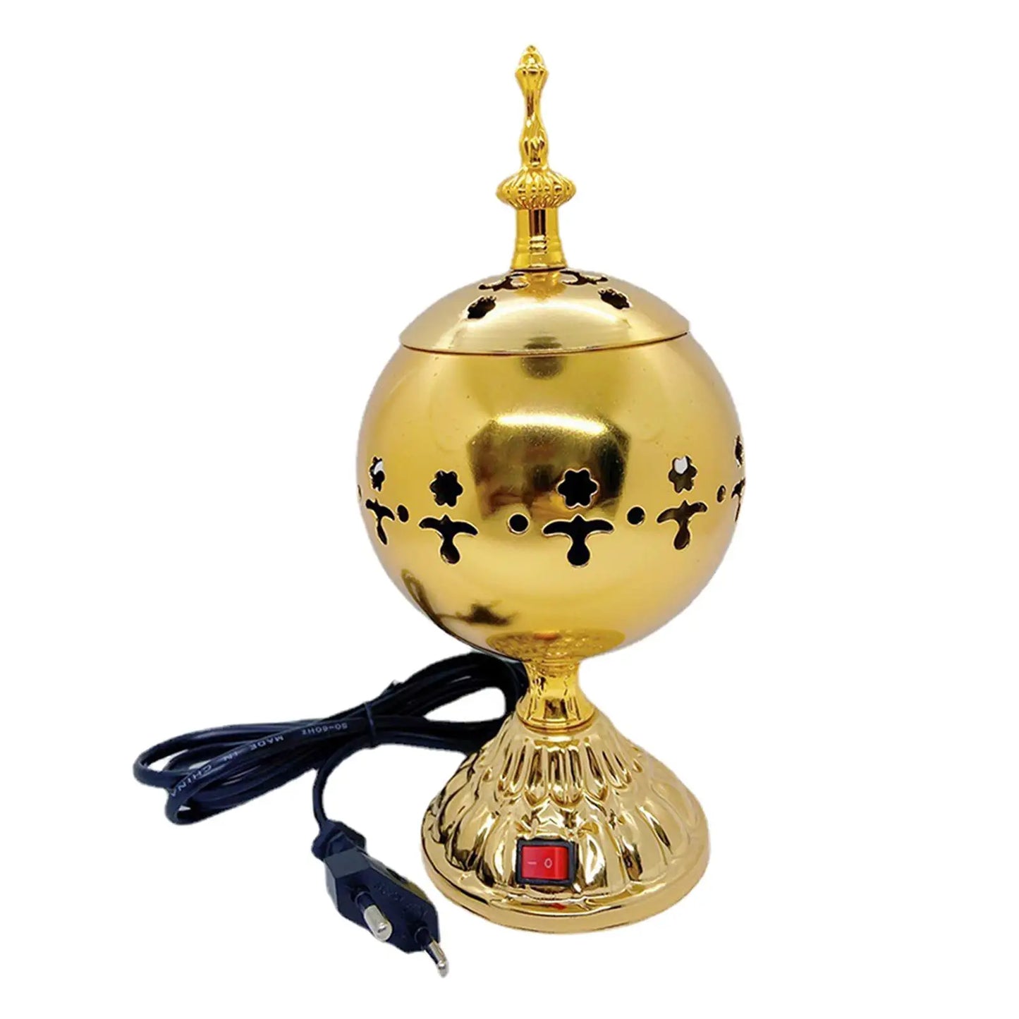 EU Plug Electric Incense Burner Mubkhara Zen Arabian Sandalwood Censer Incense Diffuser for Yoga SPA Decor Ornament Home 12/13cm Gold A