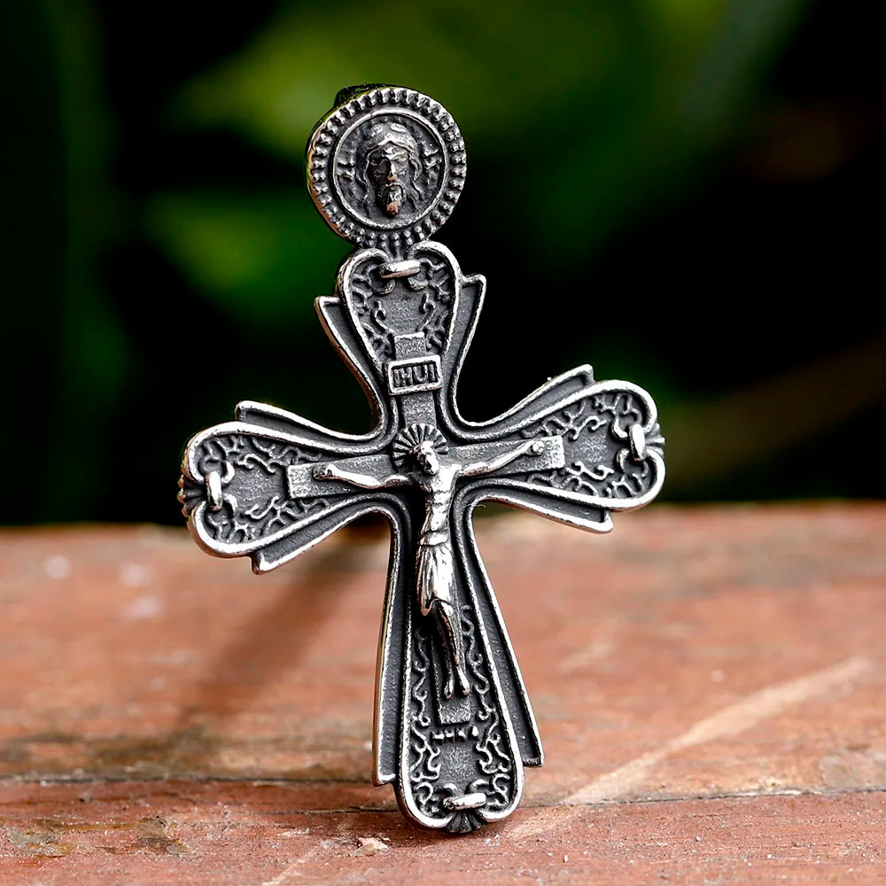 2022 NEW Men's 316L stainless-steel n Jesus Cross Amulet Pendant Necklace for teens punk biker Jewelry Gift free shipping