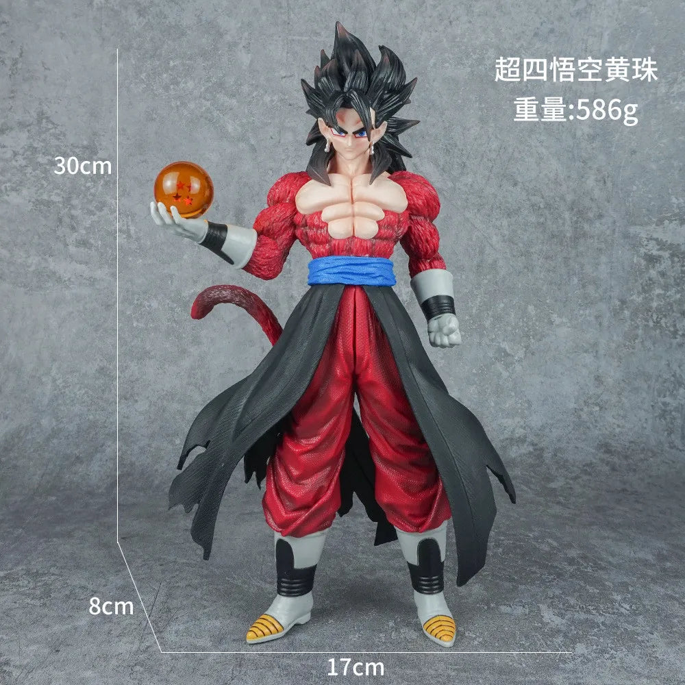 30CM Anime Dragon Ball Super 4 Son Goku Standing Holding Dragon Ball Posture Model Super Saiyan Toy Action Figure Large Doll