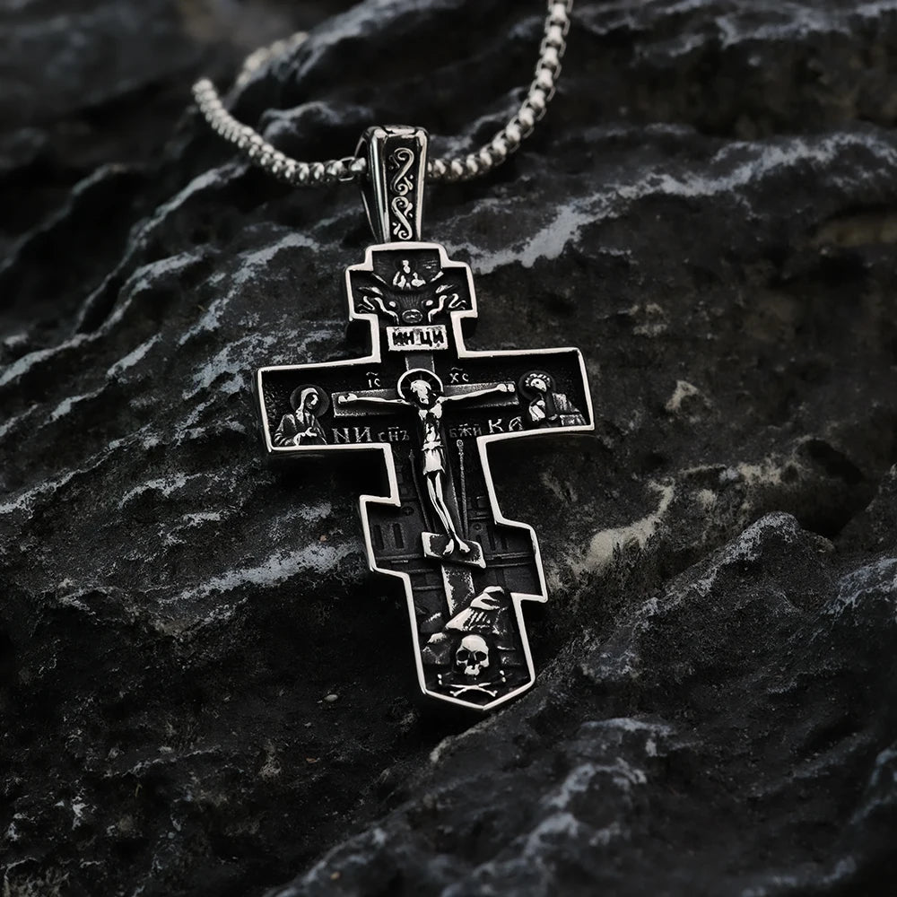 European and American style Jesus cross personalized fashion talisman for men's titanium steel pendant necklace jewelry
