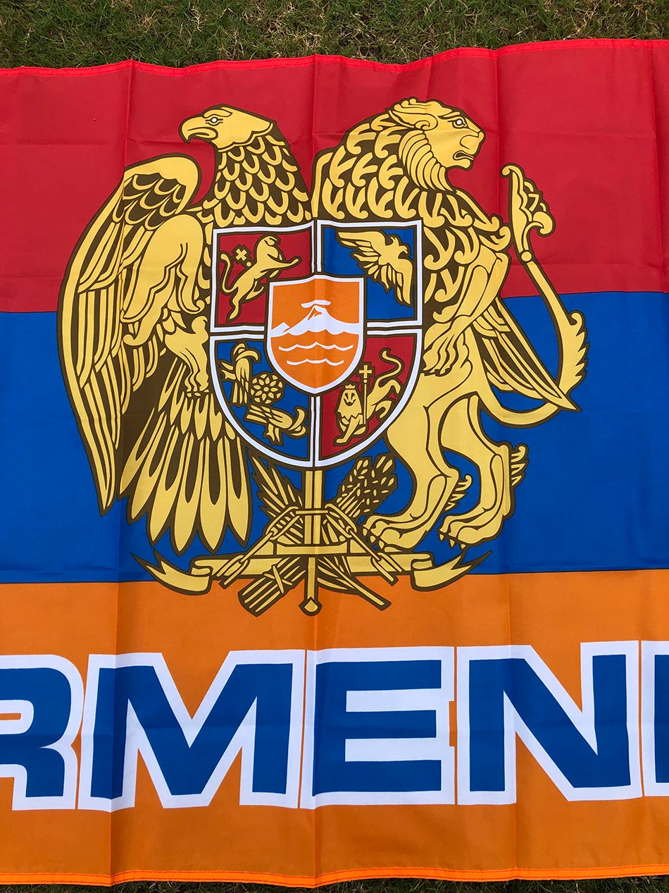SKY FLAG Armenia National Emblem flag 90*150CM polyester hanging Armenia National Emblem flag / Armenian Flag for decorate