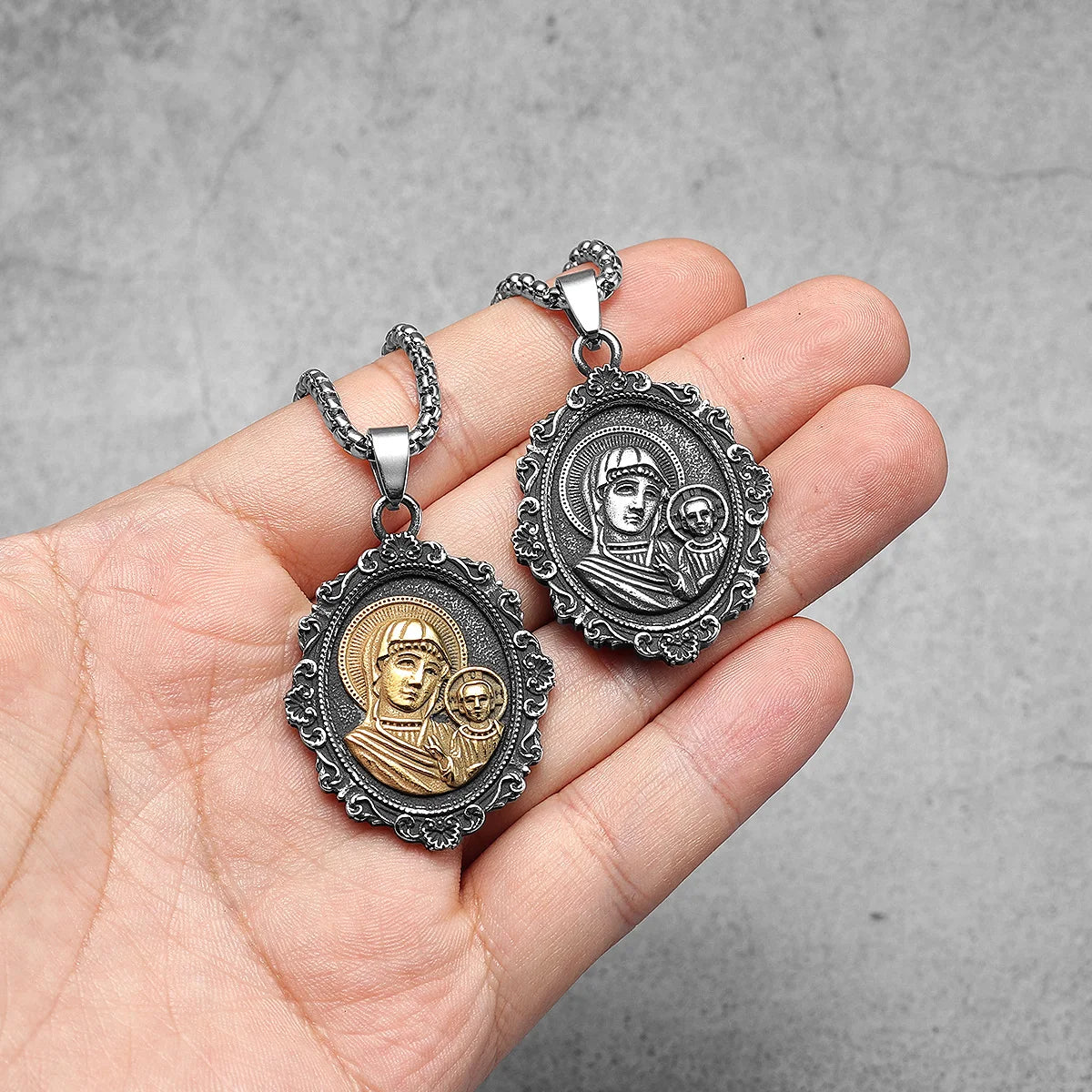 Virgin Mary Powerful Amulets Stainless Steel Men Necklaces Pendant Chain Punk Trendy For Women Fashion Jewelry Gifts Wholesale