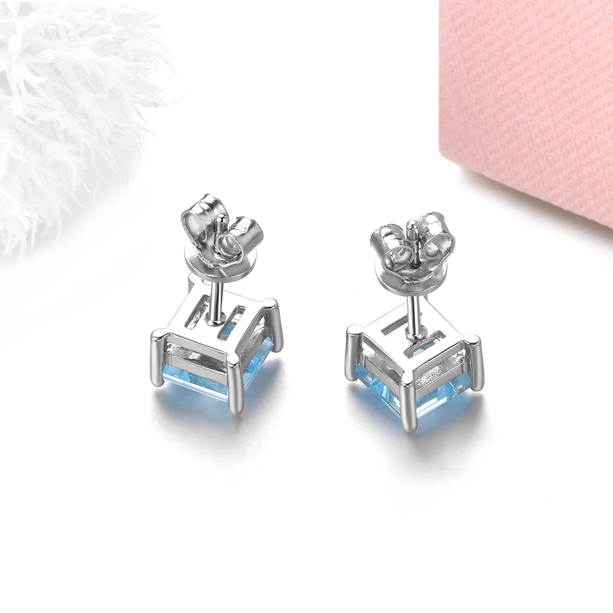 Natural Sky Blue Topaz Sterling Silver Stud Earring 2.8 Carats Genuine Topaz Daily Fine Jewelry Style S925 Gifts for Women