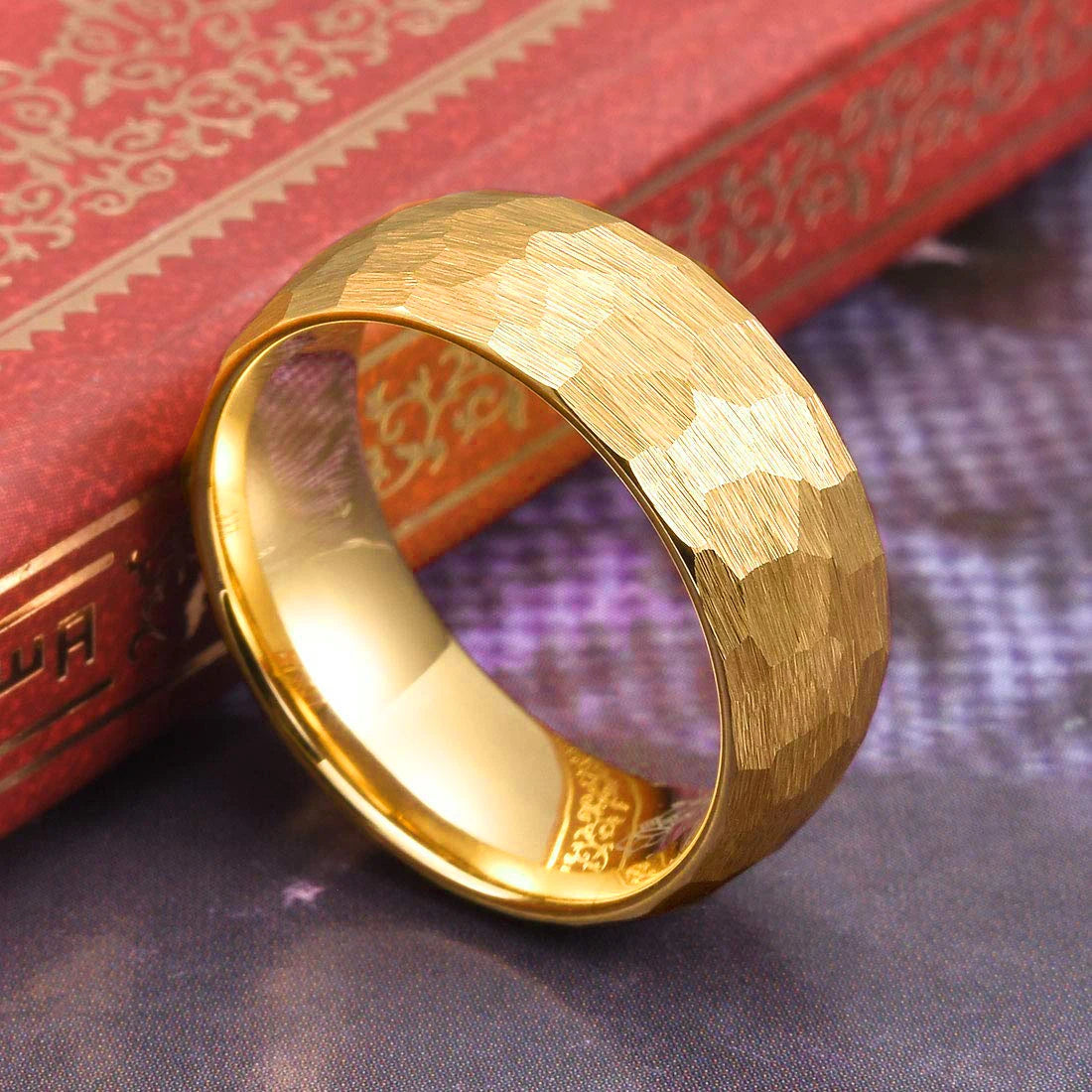 Fashion Hammered Multi-faceted Titanium Rings For Men Women Black Brushed Stainless Steel Couple Ring Wedding Engagement Jewelry