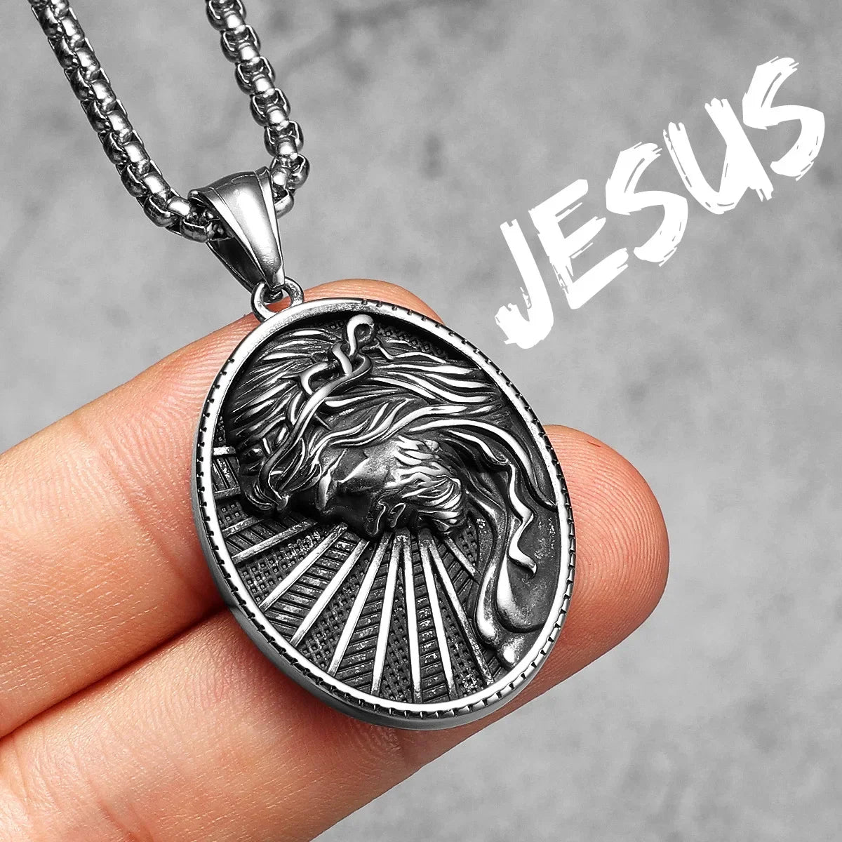 Christian Jesus Heart Cross Powerful Amulet Stainless steel Men Necklaces Pendant Chain New In For Women Jewelry Gifts Wholesale