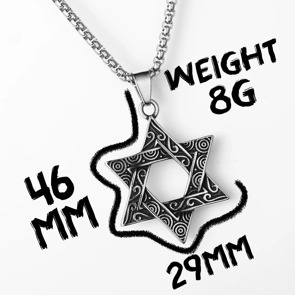 Judaism Solomon's Seal Stainless Steel Men Necklaces Pendant Chain Powerful Amulet Vintage for Women Jewelry Gifts Wholesale