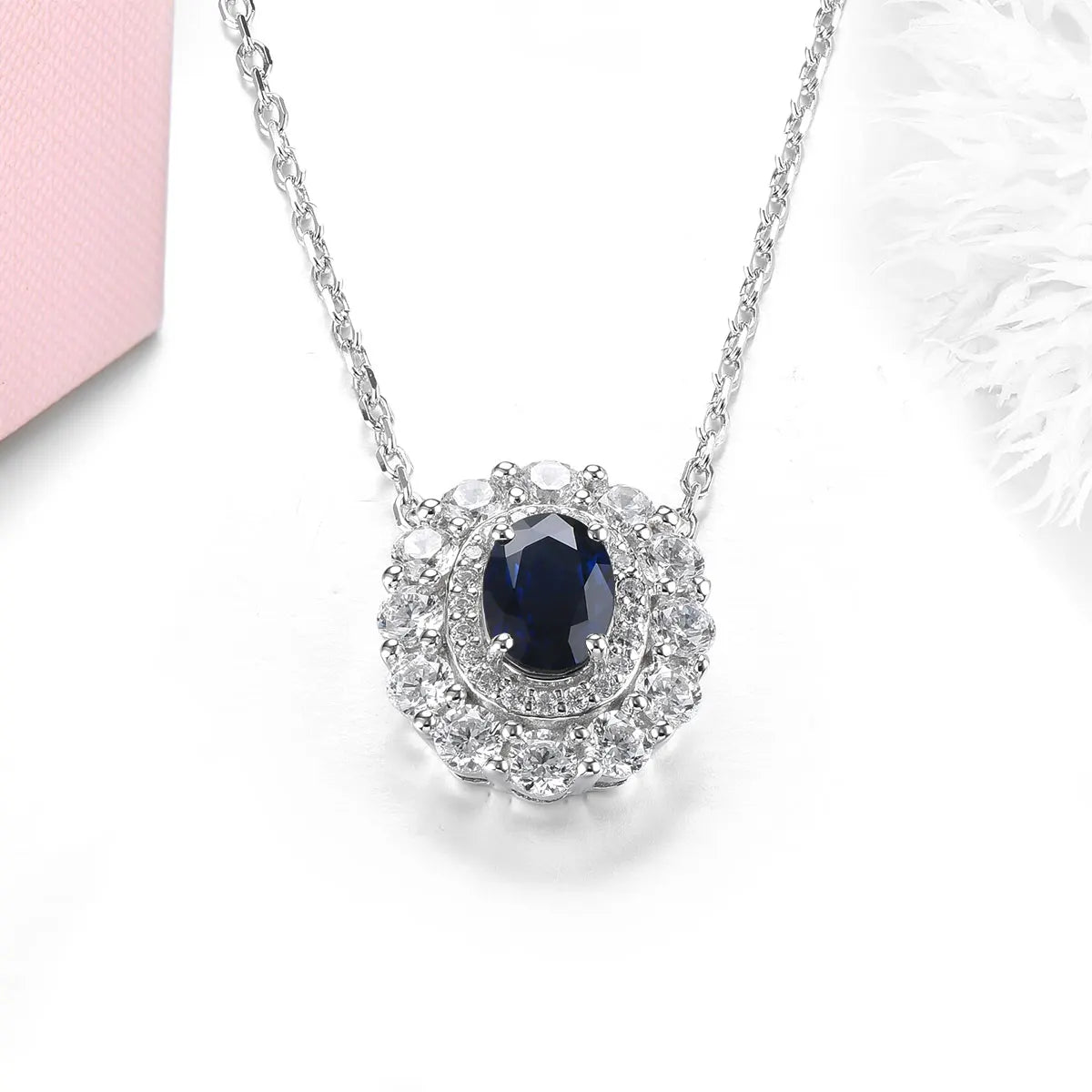 Natural Precious Gemstone Blue Sapphire 0.95 Carats Sterling Silver Pendant S925 Genuine Gemstone S925 Exquisite New Yeart Gift