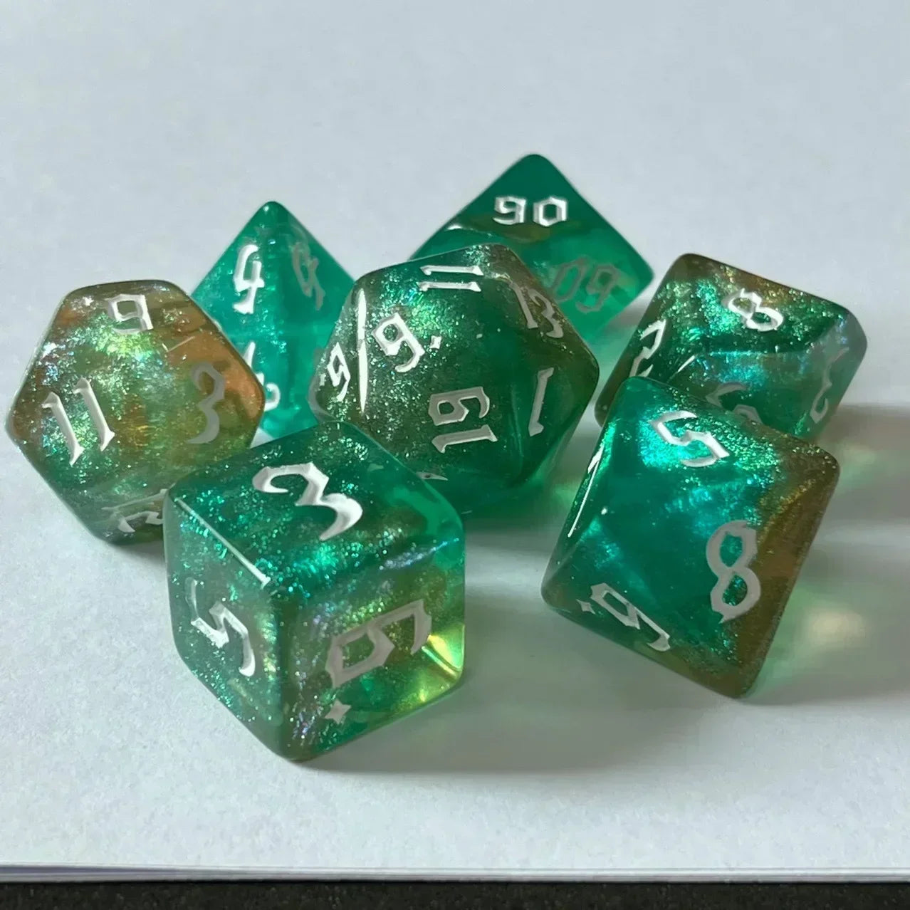 7 Pcs of Colorful Dice D20 D12 D10 D8 D6 D4 for DND Table Board Game Running Group Acrylic Digital Dice Set shuilv