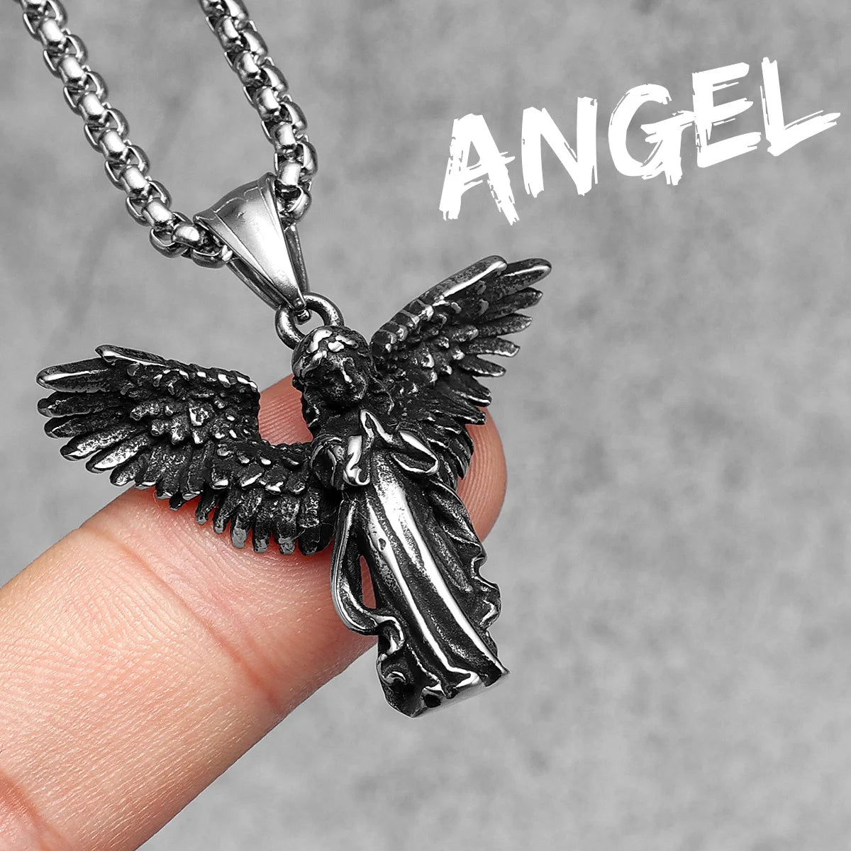 Angel Waing Amulet Stainless Steel Men Necklaces Pendant Chain Punk New In For Couple Women Fashion Jewelry Gifts Wholesale