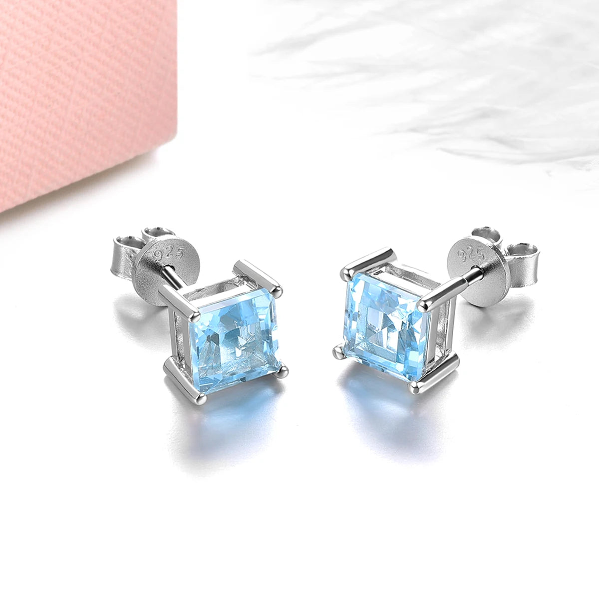 Natural Sky Blue Topaz Sterling Silver Stud Earring 2.8 Carats Genuine Topaz Daily Fine Jewelry Style S925 Gifts for Women