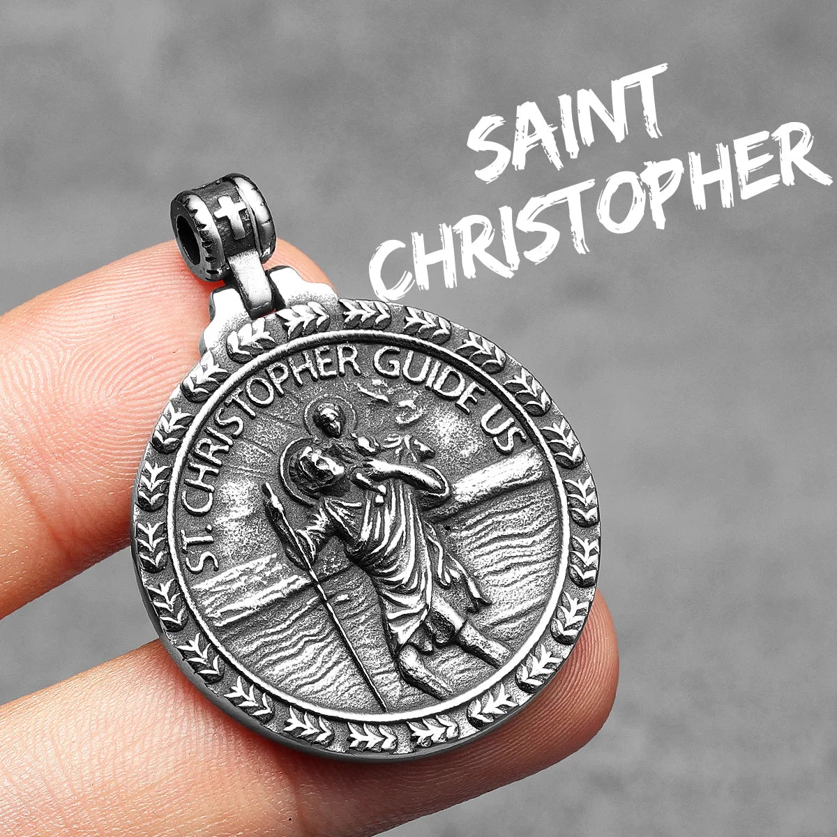 St.Christopher Exorcism Patron Stainless Steel Men Necklaces Pendant Chain Punk Stylish For Women Fashion Jewelry Gift Wholesale