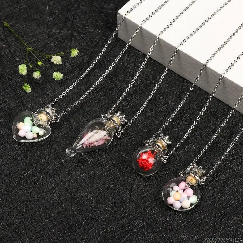 Transparent Heart Vial Bottle Necklaces Steel Chain Make Blood Vial Necklace Women Jewelry Gift Dropship
