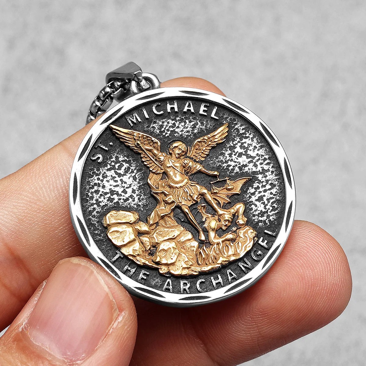 Archangel St.Michael Guardian Amulets Stainless Steel Men Necklaces Pendant Chain Punk For Women Fashion Jewelry Gifts Wholesale