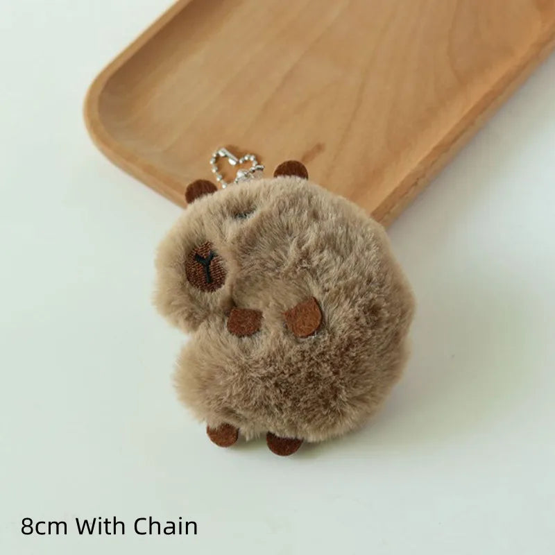 Cute Capybara Plush Toy Key Chain 12cm Stuffed Animals Keychain Bag Key Ring Pendant Car Key Accessories A 8cm With Chain