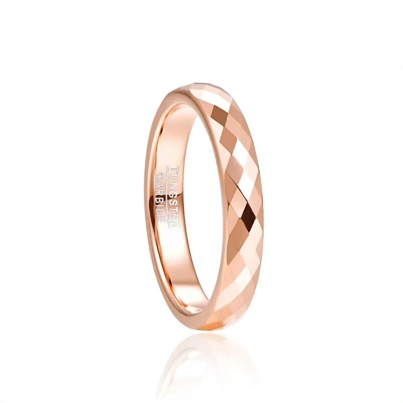 4mm Tungsten Carbide Ring Hammered Finish Rose Gold Blue Wedding Rings for Women Men Comfort Fit Rings Engagement Jewelry