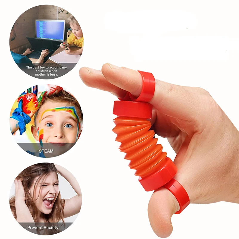 New Finger Pull Tube Poptubes Finger Movement Stretch Tube Fidgets Kids Toys For Autism Stress Relief Toy Adult Office Toys Gift