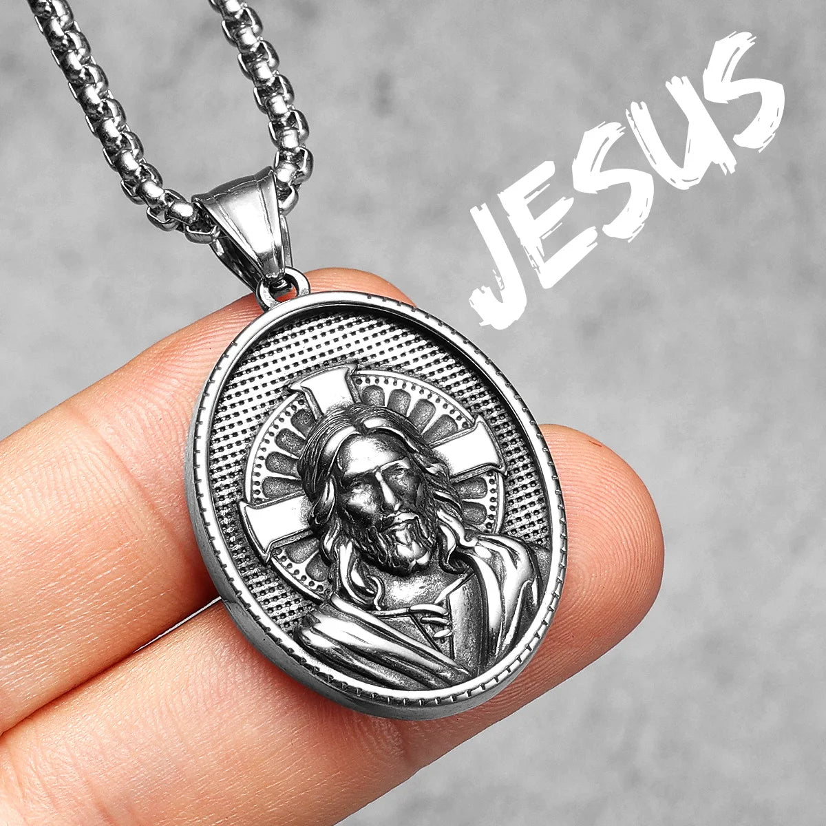 Cross Christian Jesus Powerful Amulet Stainless steel Men Necklaces Pendant Chain For Women Jewelry Accessories Gifts Wholesale