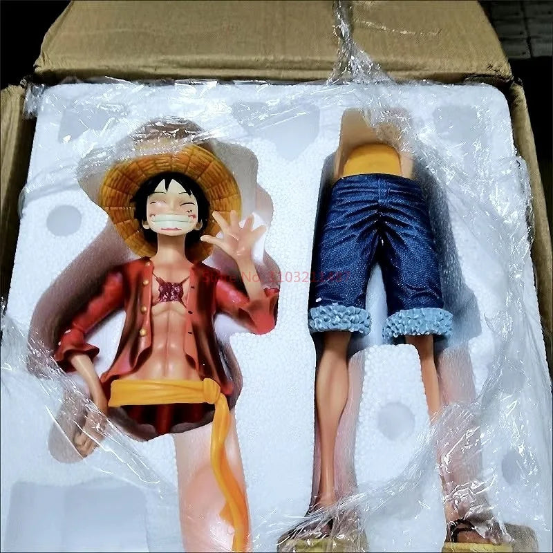 42cm Anime One Piece Luffy Figure Sunshine With Base Gk Large 1/4 Big Luffy Smiley Figure Doll Statue Model Decorative Toy Gifts WHITE with box